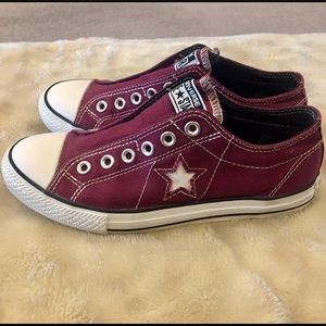 Burgundy Chucks Converse Slip On Sneakers Laceless